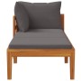 Tumbona con 1 reposabrazos gris oscuro madera maciza acacia