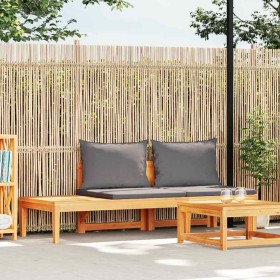 Banco de jardín y mesa cojines gris oscuro madera maciza acacia