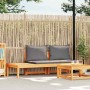 Banco de jardín y mesa cojines gris oscuro madera maciza acacia