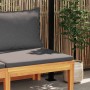 Banco de jardín y mesa cojines gris oscuro madera maciza acacia