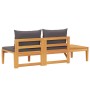 Banco de jardín y mesa cojines gris oscuro madera maciza acacia