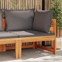 Sofá de esquina madera maciza de acacia con cojines gris oscuro