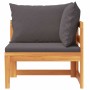 Sofá de esquina madera maciza de acacia con cojines gris oscuro