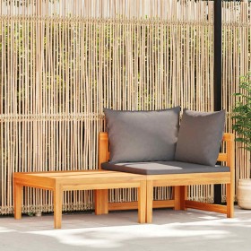 Set muebles de jardín 2 pzas cojines gris oscuro madera acacia