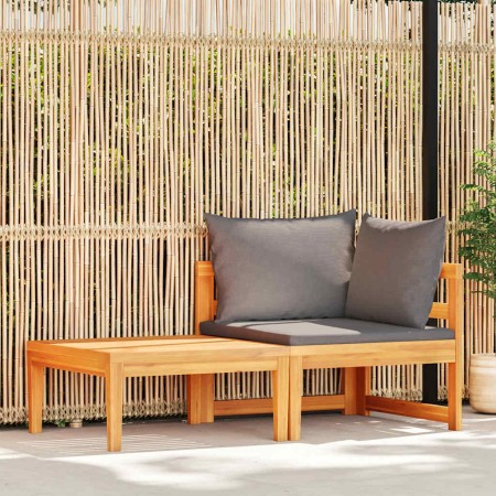 Set muebles de jardín 2 pzas cojines gris oscuro madera acacia
