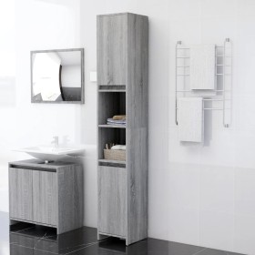 Armario de baño madera contrachapada gris Sonoma 30x30x183,5 cm de vidaXL, Muebles de baño - Ref: Foro24-815109, Precio: 75,0...