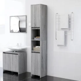 Badezimmerschrank aus grauem Sonoma-Sperrholz, 30 x 30 x 183,5 cm von vidaXL, Badezimmermöbel - Ref: Foro24-815109, Preis: 74...