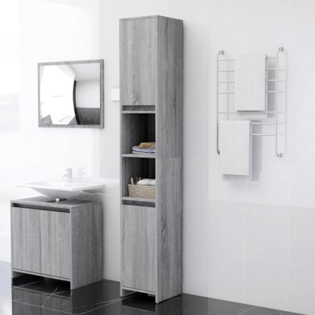Armario de baño madera contrachapada gris Sonoma 30x30x183,5 cm de vidaXL, Muebles de baño - Ref: Foro24-815109, Precio: 75,81 €