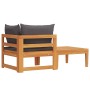 Set muebles de jardín 2 pzas cojines gris oscuro madera acacia