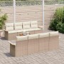 Conjunto de sofá de jardín 9 pcs Beige Poliratán