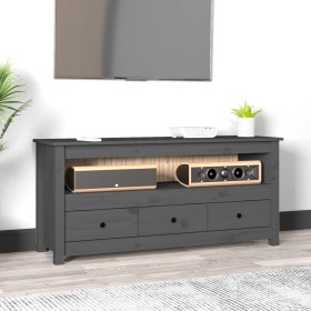 TV-Schrank aus massivem Kiefernholz, grau, 114 x 35 x 52 cm von vidaXL, TV-Möbel - Ref: Foro24-821504, Preis: 117,36 €, Rabat...
