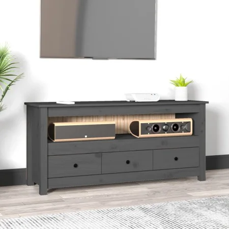 TV-Schrank aus massivem Kiefernholz, grau, 114 x 35 x 52 cm von vidaXL, TV-Möbel - Ref: Foro24-821504, Preis: 115,83 €, Rabat...