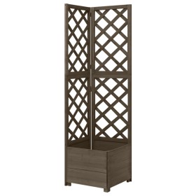 Jardinera de enrejado de esquina madera abeto gris 40x40x150 cm
