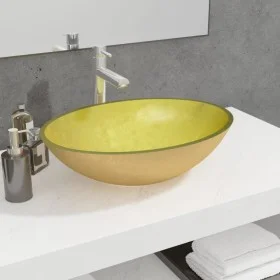 Lavabo de vidrio dorado 50x37x14 cm de vidaXL, Lavabos - Ref: Foro24-345261, Precio: 45,31 €, Descuento: %
