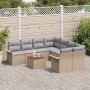 Conjunto de sofá de jardín 9 pcs Beige Poliratán