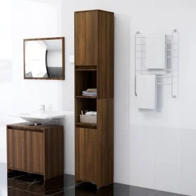 Badezimmerschrank aus braunem Eichensperrholz, 30 x 30 x 183,5 cm von vidaXL, Badezimmermöbel - Ref: Foro24-815110, Preis: 93...