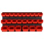 Set estantes taller 26 pzas polipropileno rojo y negro 77x39 cm