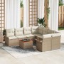 Conjunto de sofá de jardín 9 pcs Beige Poliratán
