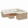 Conjunto de sofá de jardín 9 pcs Beige Poliratán