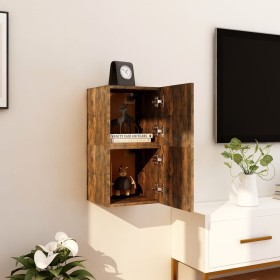 Muebles para TV de pared 2 uds roble ahumado 30,5x30x30 cm