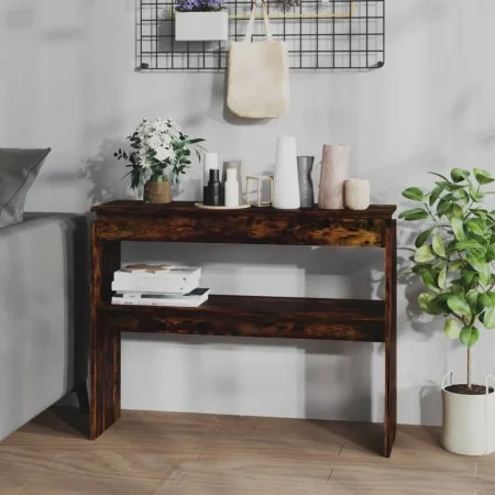 Konsolentisch aus geräuchertem Eichensperrholz, 102 x 30 x 80 cm von vidaXL, Seitentische - Ref: Foro24-815219, Preis: 43,95 ...