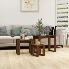 Stackable tables 3 pieces brown oak plywood by vidaXL, Side tables - Ref: Foro24-815224, Price: 42,33 €, Discount: %