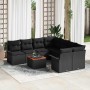 Conjunto de sofá de jardín 9 pcs Negro Poliratán