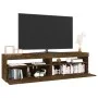 Mueble de TV con luces LED 2 uds roble ahumado 75x35x40 cm de vidaXL, Muebles TV - Ref: Foro24-815124, Precio: 98,07 €, Descu...