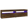 Mueble de TV con luces LED 2 uds roble ahumado 75x35x40 cm de vidaXL, Muebles TV - Ref: Foro24-815124, Precio: 102,32 €, Desc...
