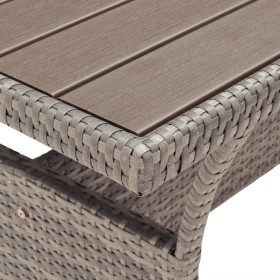 Mesa de jardín ratán sintético gris 120x70x66 cm