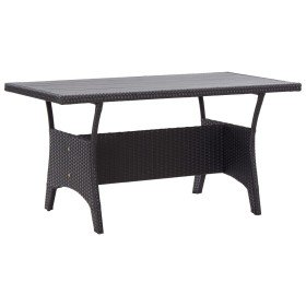 Mesa de jardín ratán sintético negro 120x70x66 cm
