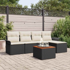 Conjunto de sofá de jardín 6 pcs Negro Poliratán