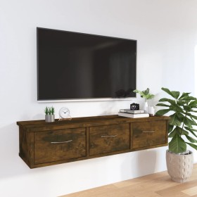 Smoked oak plywood wall cabinet 88x26x18.5 cm by vidaXL, Shelves and shelves - Ref: Foro24-815081, Price: 53,22 €, Discount: %