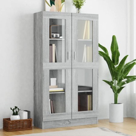 Sonoma grau Sperrholz Vitrine 82,5x30,5x150 cm von vidaXL, Bücherregale und Regale - Ref: Foro24-815118, Preis: 131,54 €, Rab...