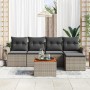 Conjunto de sofá de jardín 6 pcs Gris Poliratán