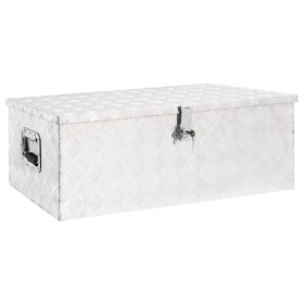 Caja de almacenaje de aluminio plateado 90x47x33,5 cm