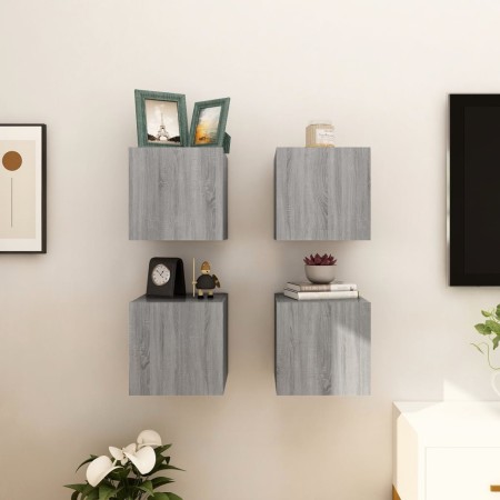 Muebles para TV de pared 4 uds gris Sonoma 30,5x30x30 cm de vidaXL, Muebles TV - Ref: Foro24-815140, Precio: 87,93 €, Descuen...