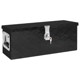 Caja de almacenaje de aluminio negro 60x23,5x23 cm
