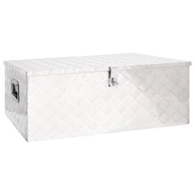 Caja de almacenaje de aluminio plateado 100x55x37 cm