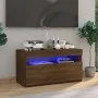 Mueble de TV con luces LED roble marrón 75x35x40 cm de vidaXL, Muebles TV - Ref: Foro24-815127, Precio: 51,01 €, Descuento: %