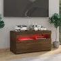 Mueble de TV con luces LED roble marrón 75x35x40 cm de vidaXL, Muebles TV - Ref: Foro24-815127, Precio: 51,01 €, Descuento: %