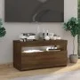 Mueble de TV con luces LED roble marrón 75x35x40 cm de vidaXL, Muebles TV - Ref: Foro24-815127, Precio: 51,01 €, Descuento: %
