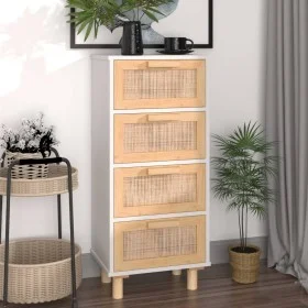 Aparador blanco madera pino maciza y ratán natural 40x30x90 cm de vidaXL, Aparadores - Ref: Foro24-345642, Precio: 153,94 €, ...