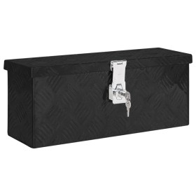Caja de almacenaje de aluminio negro 50x15x20,5 cm
