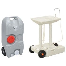 Camping sink with water tank on wheels gray by vidaXL, Portable water purifiers and filters - Ref: Foro24-3186678, Price: 312...