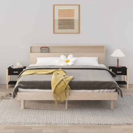 Mesitas de noche 2 uds madera contrachapada negro 42x38x45 cm de vidaXL, Mesitas de noche - Ref: Foro24-345657, Precio: 64,28...