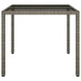 Mesa jardín vidrio templado ratán sintético 90x90x75 cm gris