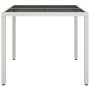 Mesa jardín vidrio templado ratán sintético 90x90x75 cm blanco