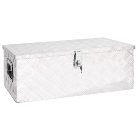 Caja de almacenaje de aluminio plateado 80x39x30 cm