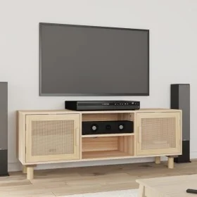 Mueble para TV madera maciza pino y ratán natural 105x30x40 cm de vidaXL, Muebles TV - Ref: Foro24-345617, Precio: 117,09 €, ...